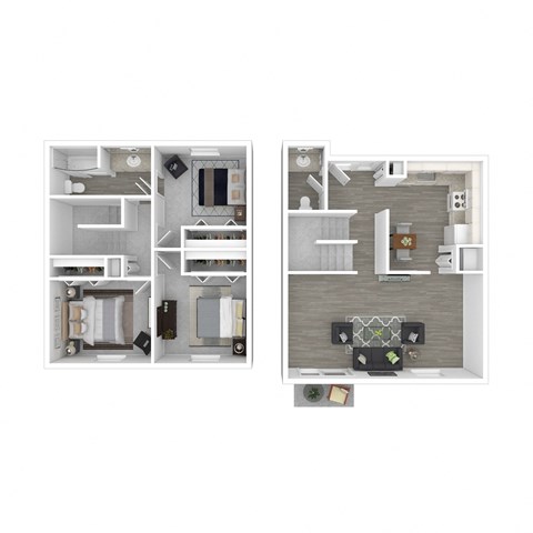 a floor plan of a bedroom and a living room